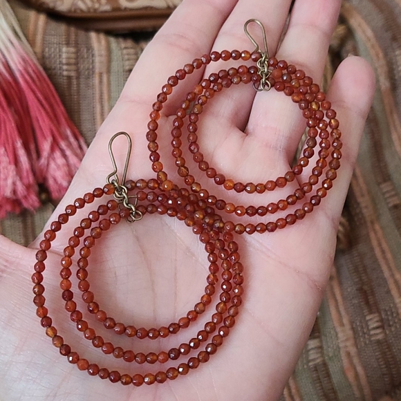 Carnelian Bead Earrings - Picture 6 of 10